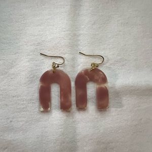 U Shaped Pink Resin Earrings
